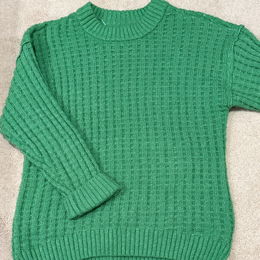 SO Women's Vibrant Green Crew Neck Sweater